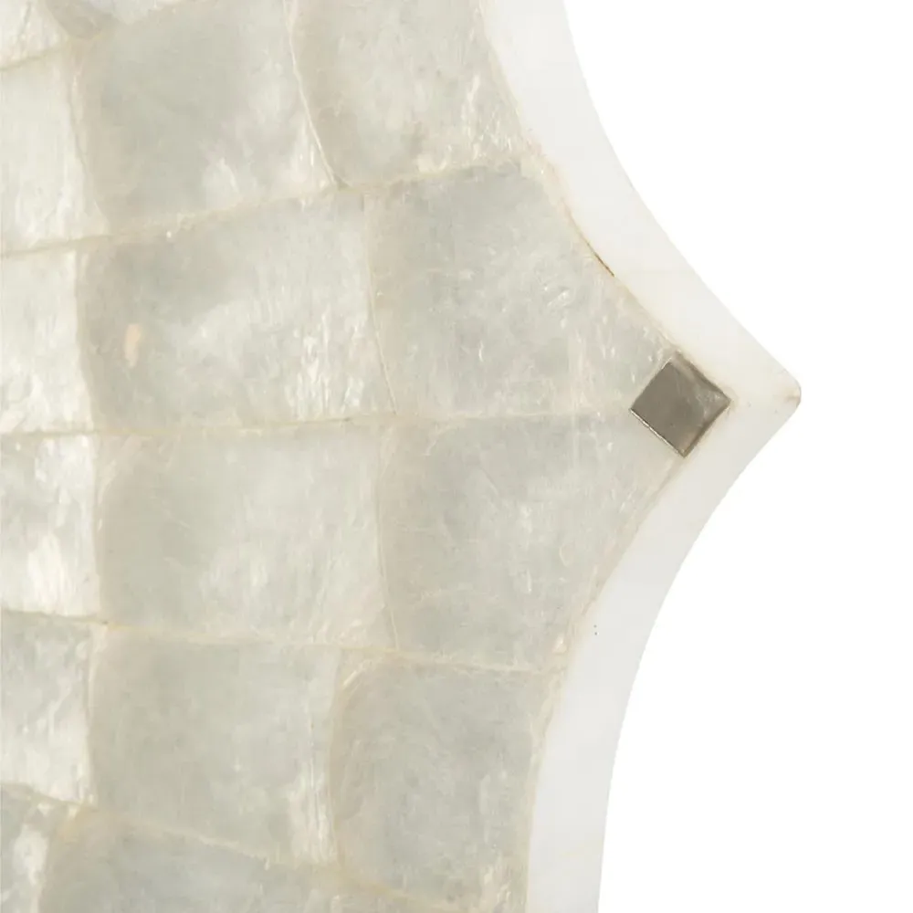 Hattie Round Mirror - White, Capiz Shell