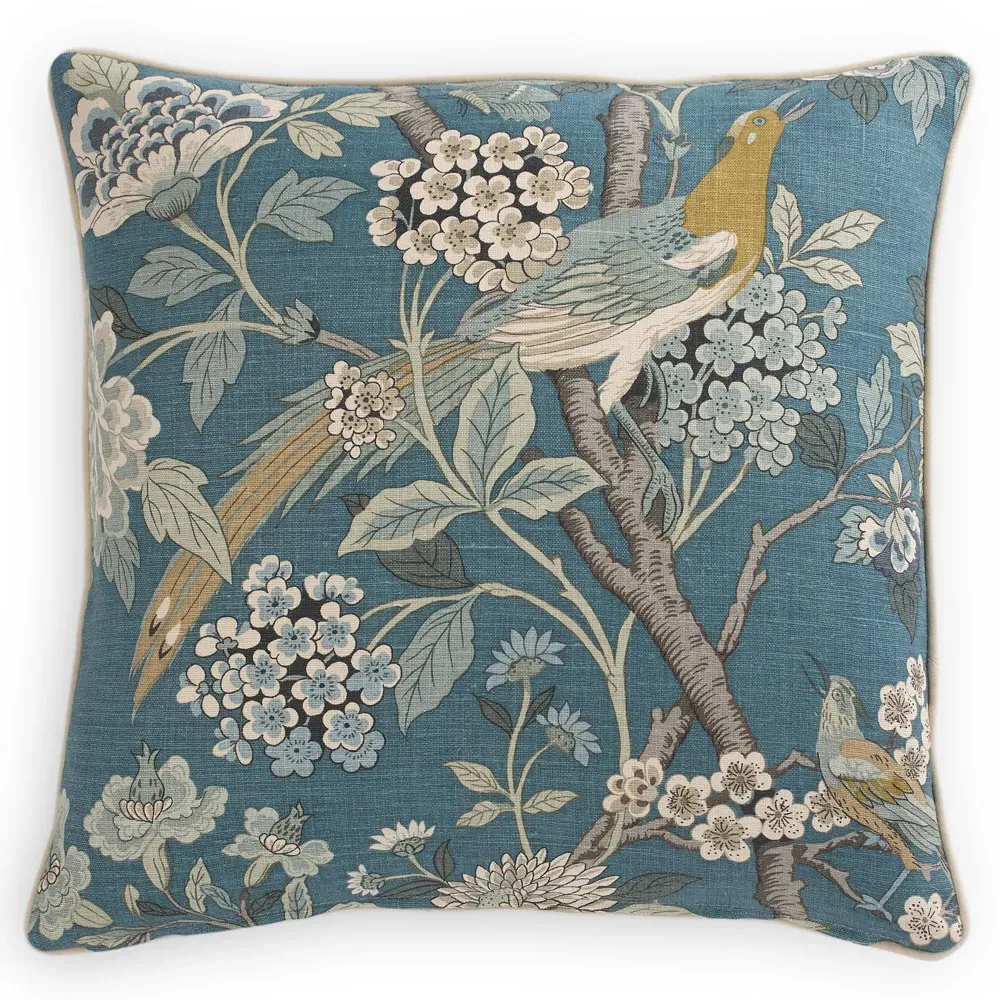 Hattie Square Throw Pillow - Garden Teal, Linen