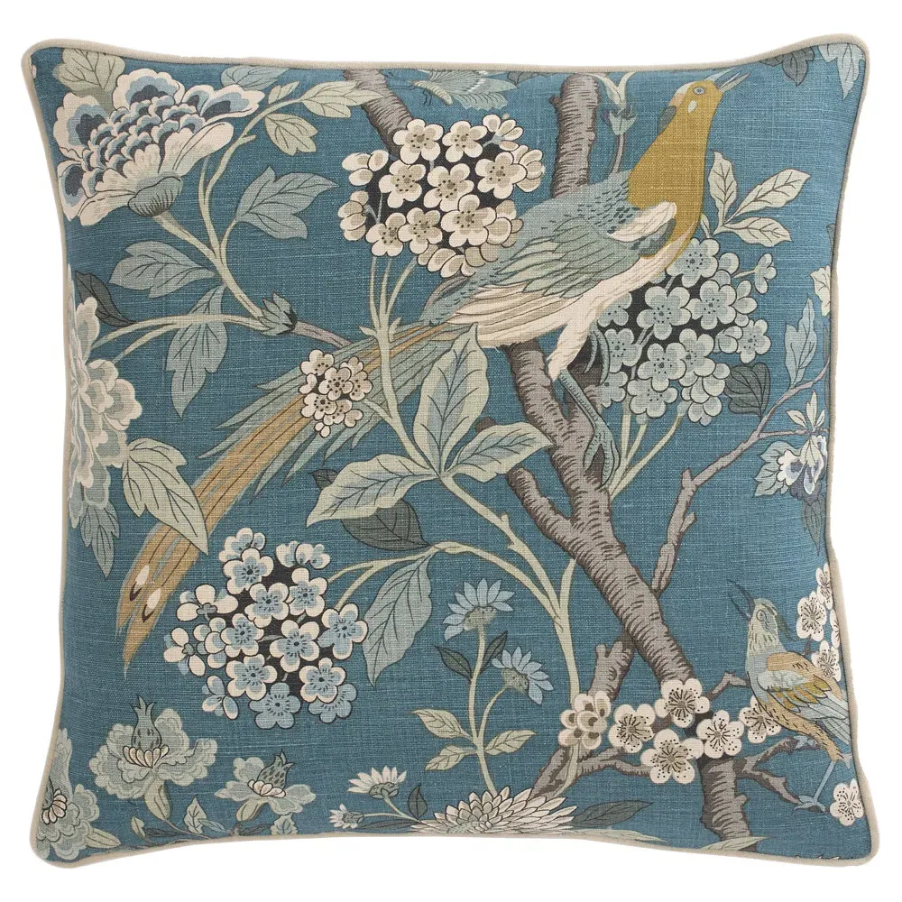 Hattie Square Throw Pillow - Garden Teal, Linen