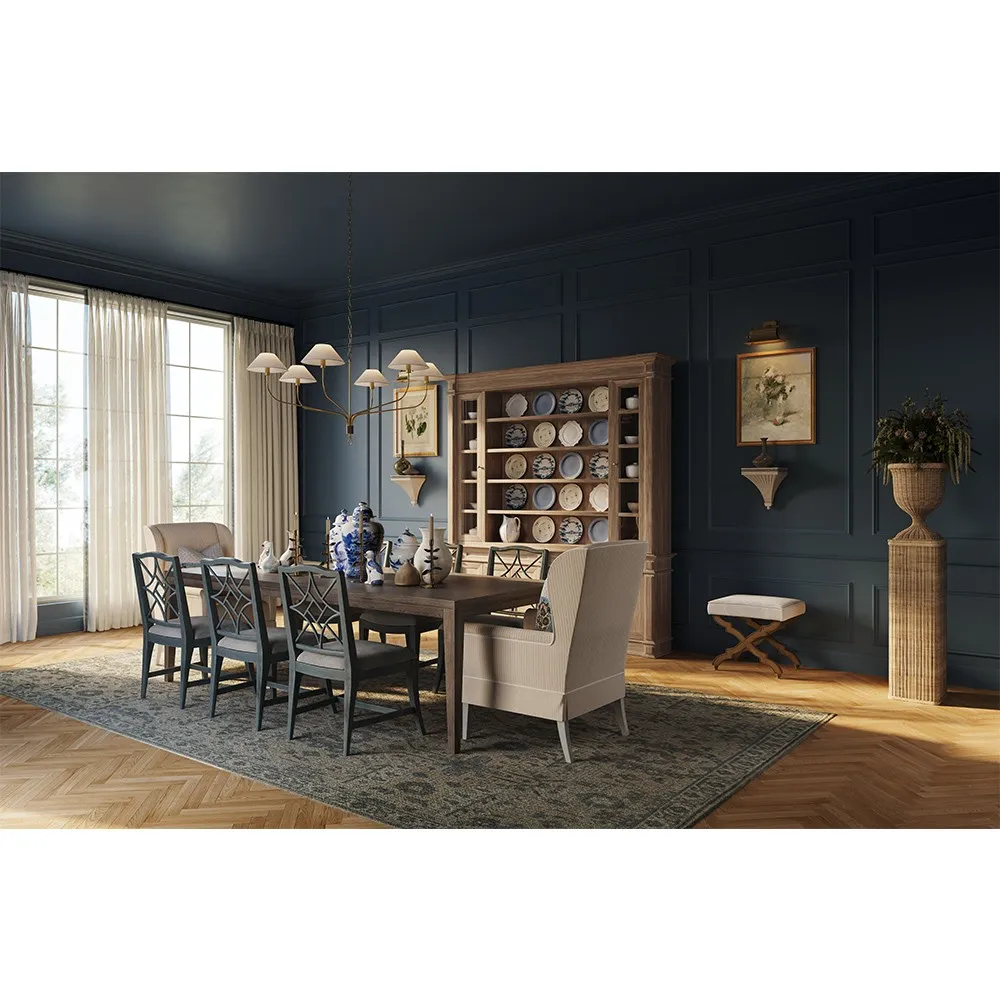 Hattie Wing Back Dining Chair - Beige, White Wood