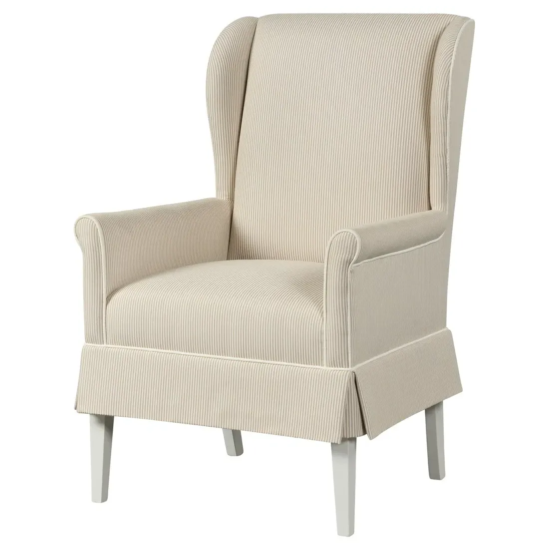 Hattie Wing Back Dining Chair - Beige, White Wood image