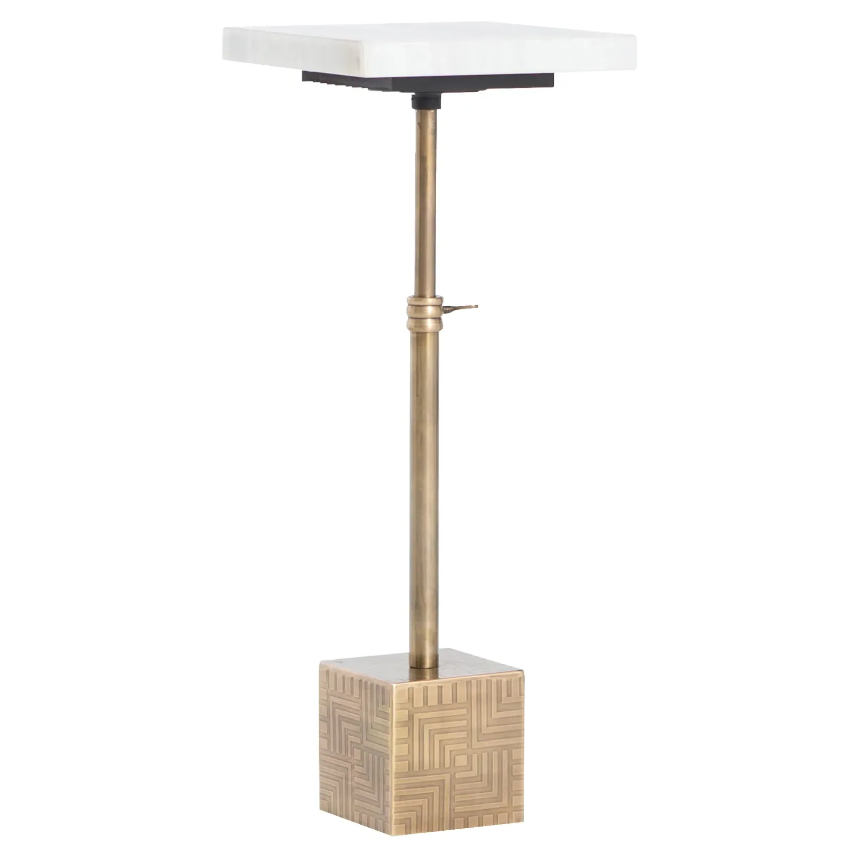 Hauer Cube Adjustable Height End Table - Gold, Marble image