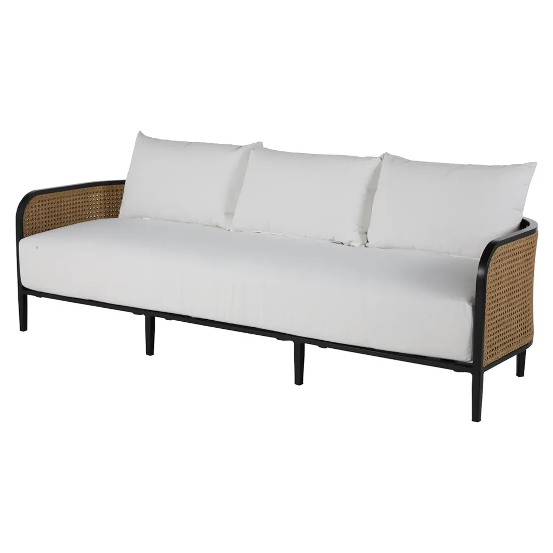 Havana 86-Inch Outdoor Sofa - Black, Woven Cane