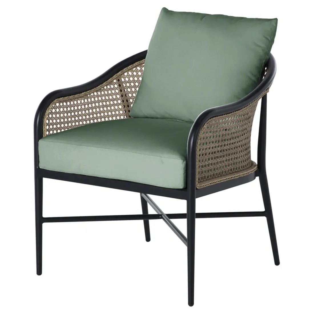 Havana Euro Outdoor Arm Chair - Black, Aluminum