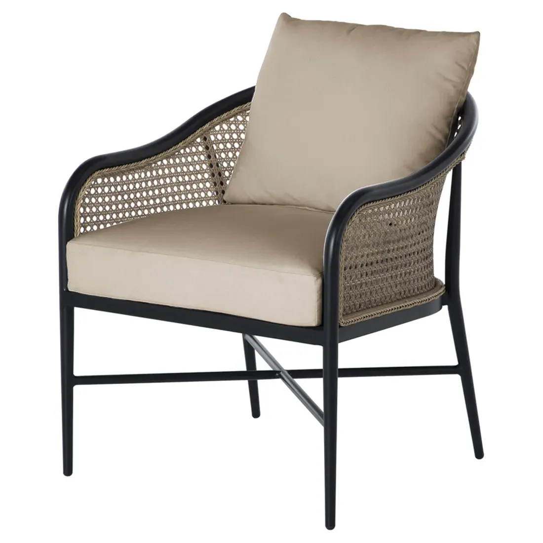 Havana Euro Outdoor Arm Chair - Black, Aluminum