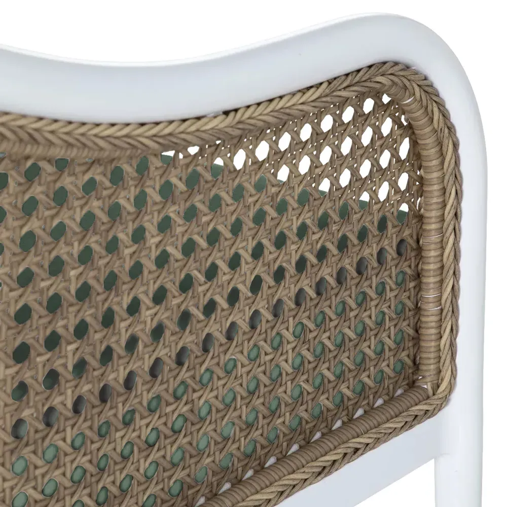 Havana Euro Outdoor Arm Chair - White, Aluminum