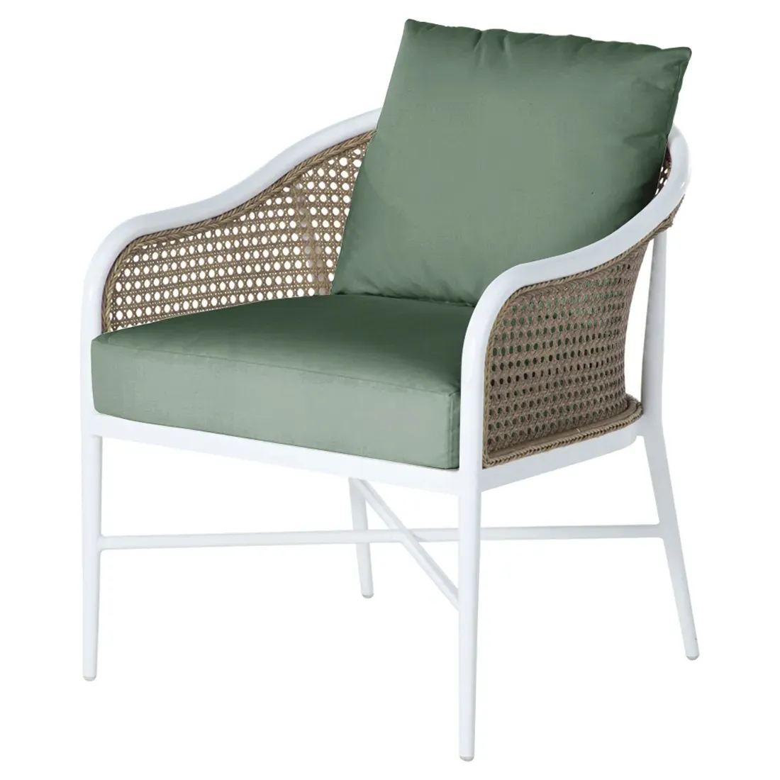 Havana Euro Outdoor Arm Chair - White, Aluminum