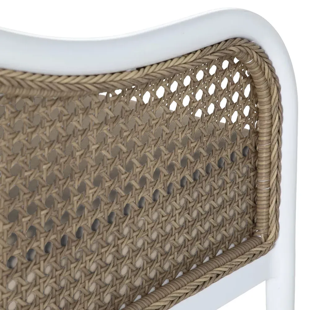 Havana Euro Outdoor Arm Chair - White, Aluminum