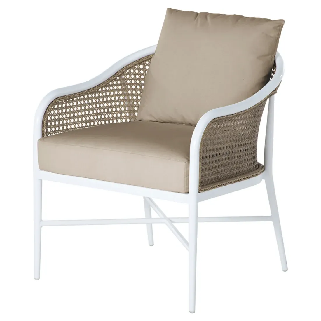 Havana Euro Outdoor Arm Chair - White, Aluminum