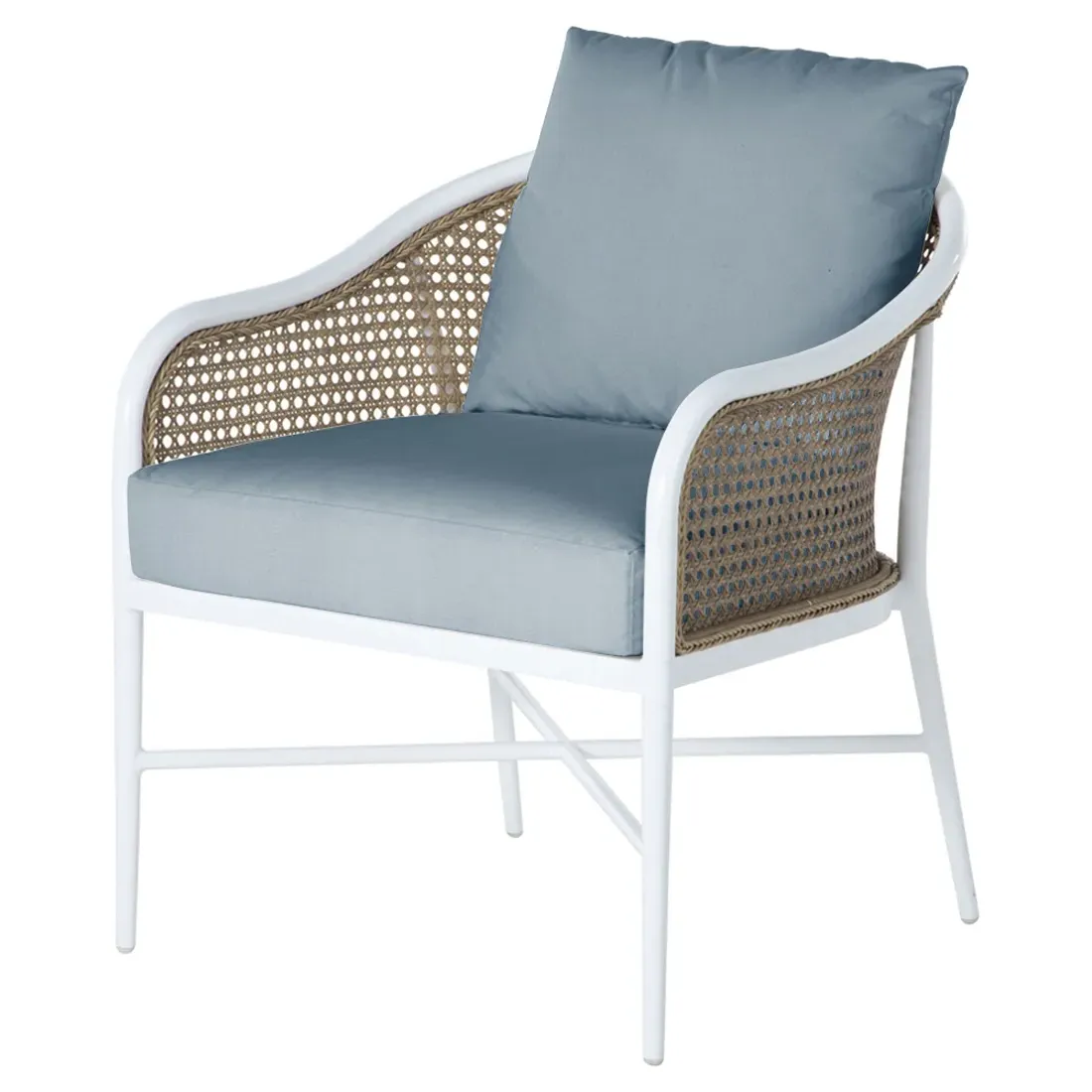 Havana Euro Outdoor Arm Chair - White, Aluminum