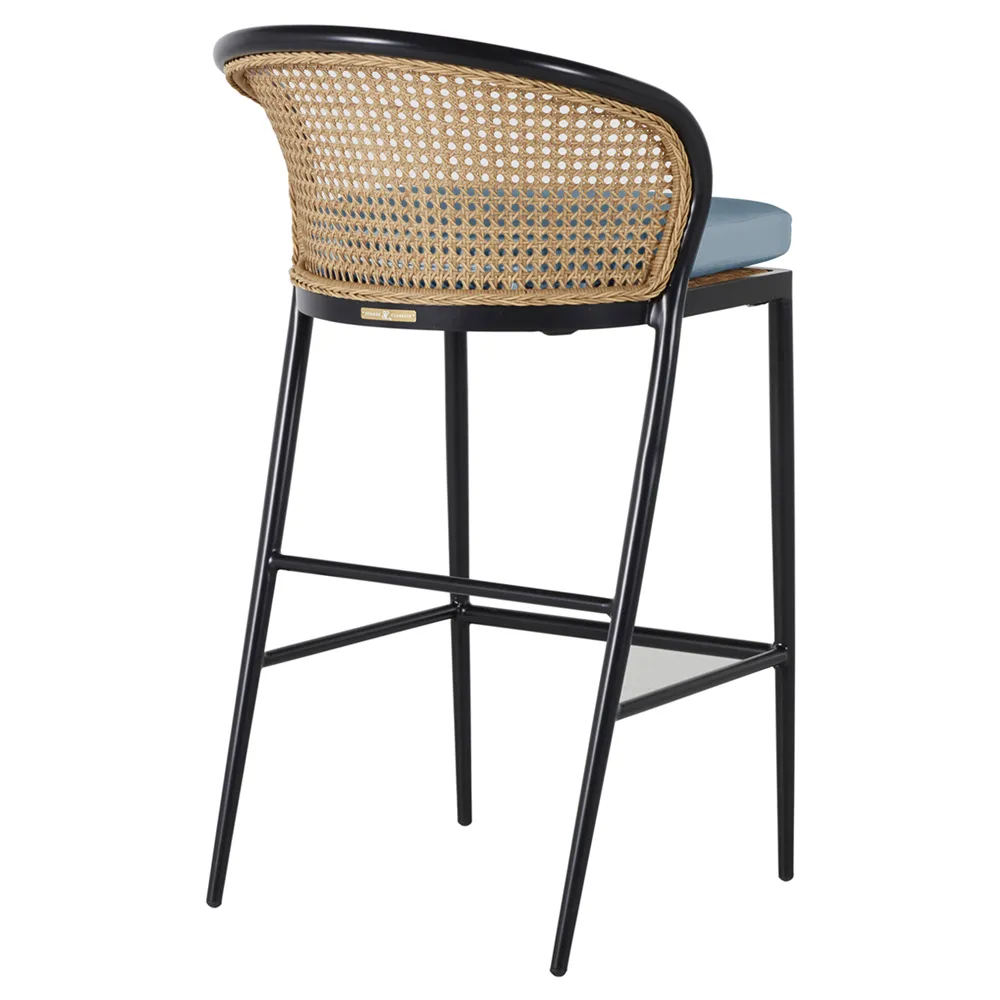 Havana Outdoor Bar Stool - Black, Aluminum