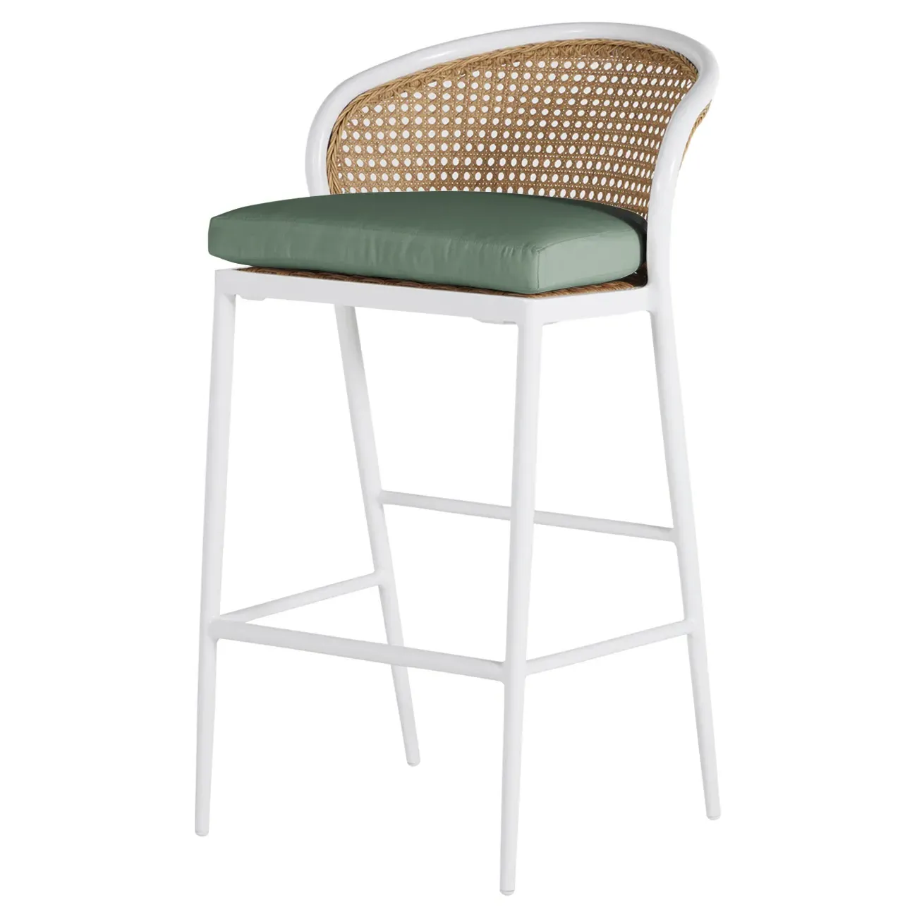 Havana Outdoor Bar Stool - White, Aluminum