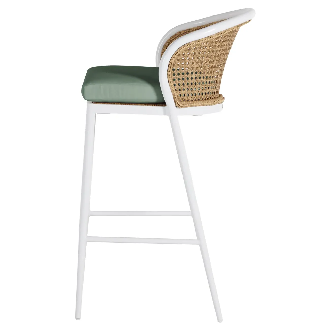 Havana Outdoor Bar Stool - White, Aluminum