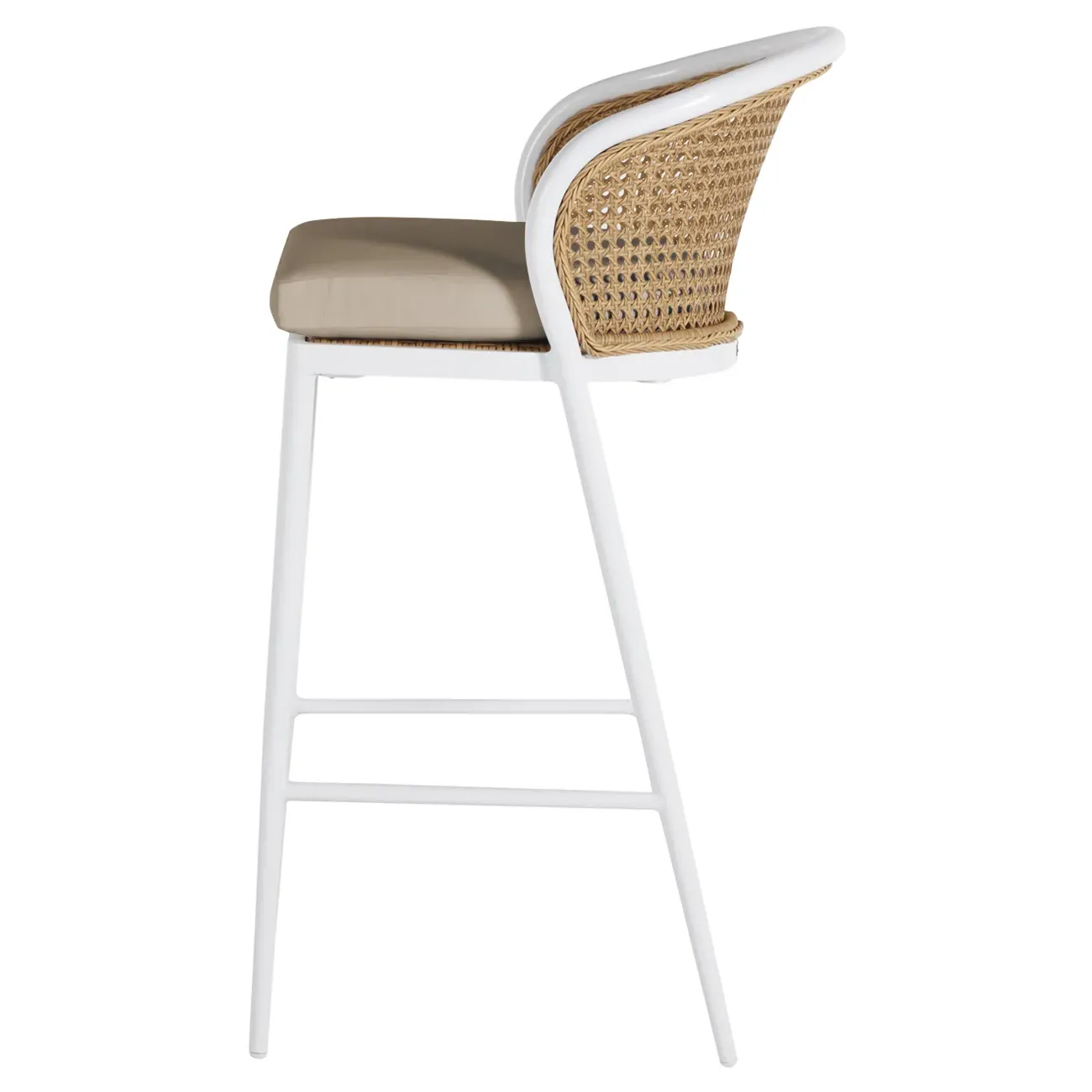 Havana Outdoor Bar Stool - White, Aluminum
