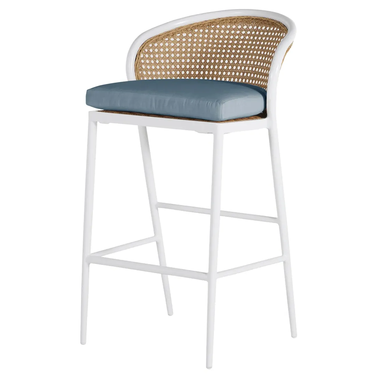 Havana Outdoor Bar Stool - White, Aluminum