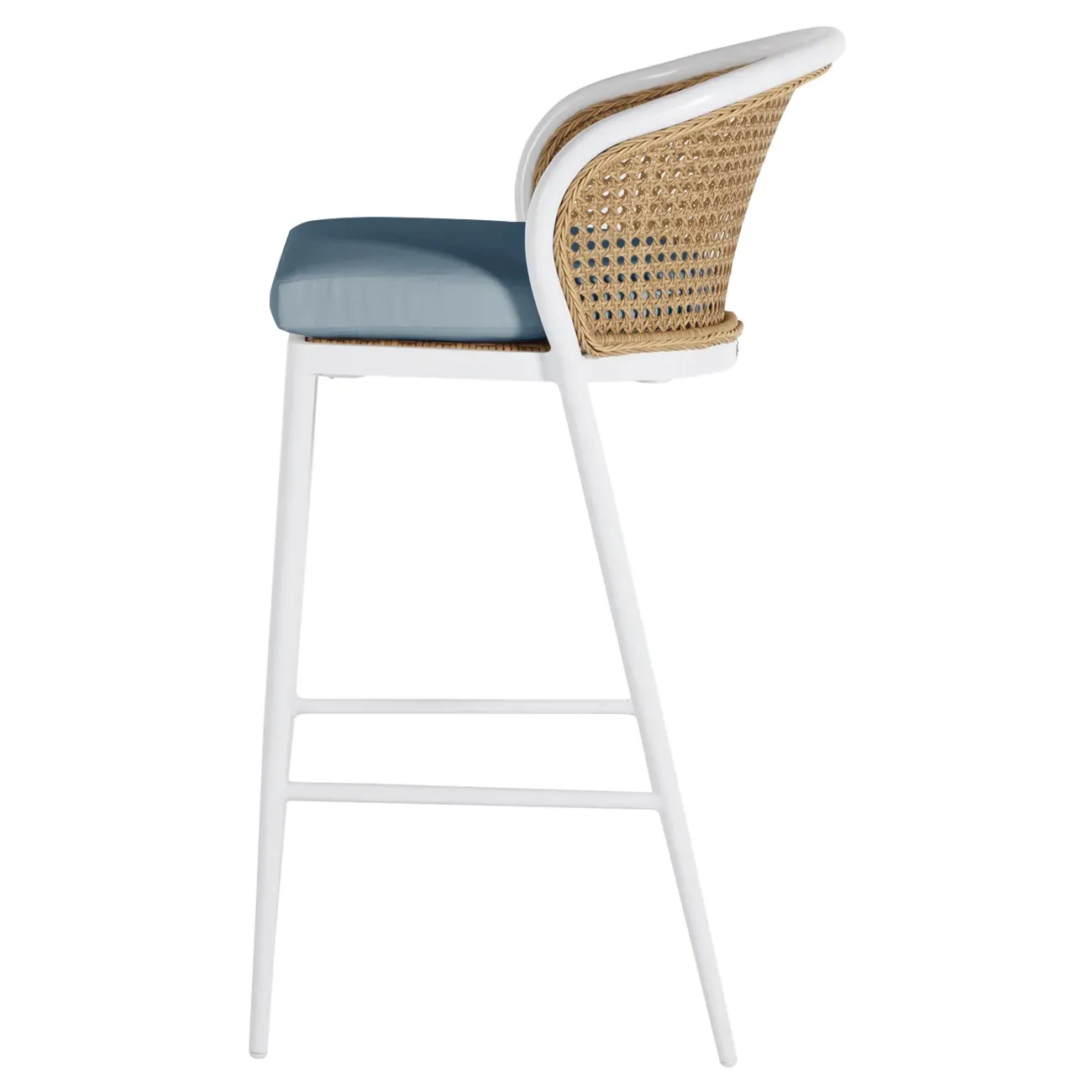 Havana Outdoor Bar Stool - White, Aluminum