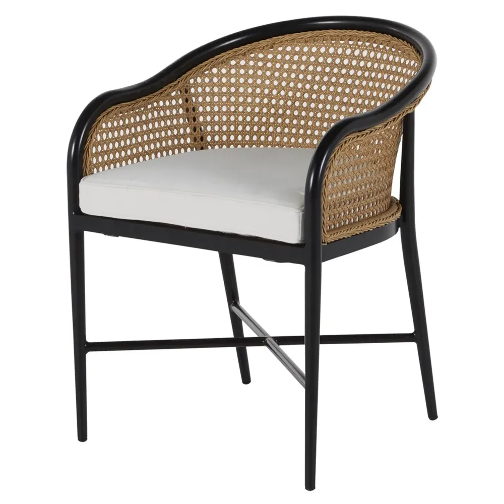 Havana Outdoor Dining Arm Chair - Black, Cane