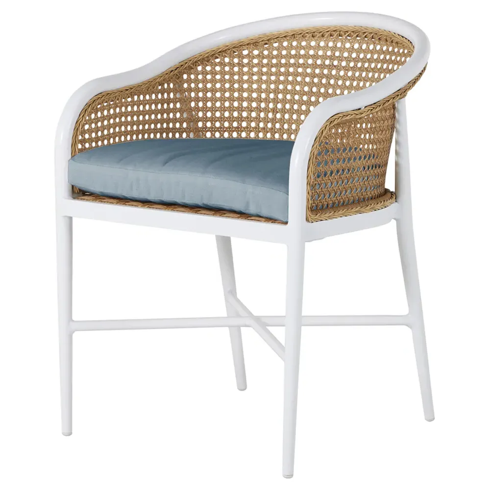 Havana Outdoor Dining Arm Chair - White, Aluminum