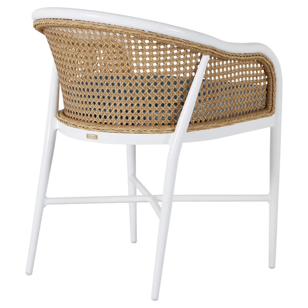 Havana Outdoor Dining Arm Chair - White, Aluminum