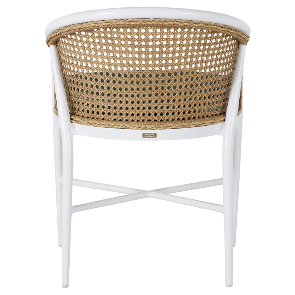 Havana Outdoor Dining Arm Chair - White, Aluminum