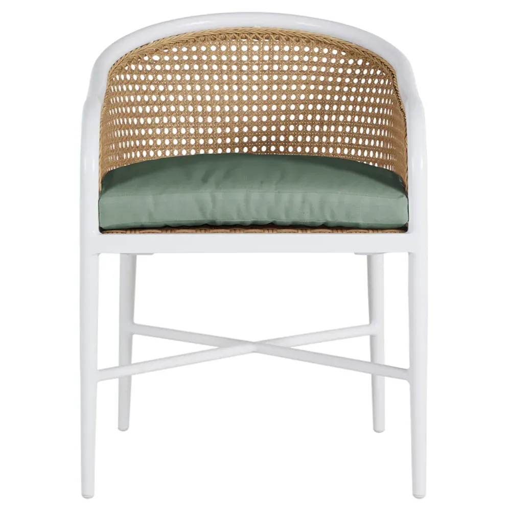 Havana Outdoor Dining Arm Chair - White, Aluminum