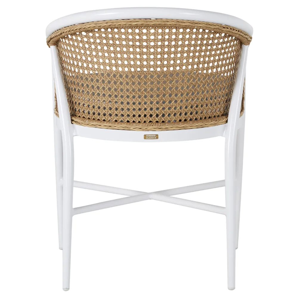 Havana Outdoor Dining Arm Chair - White, Aluminum