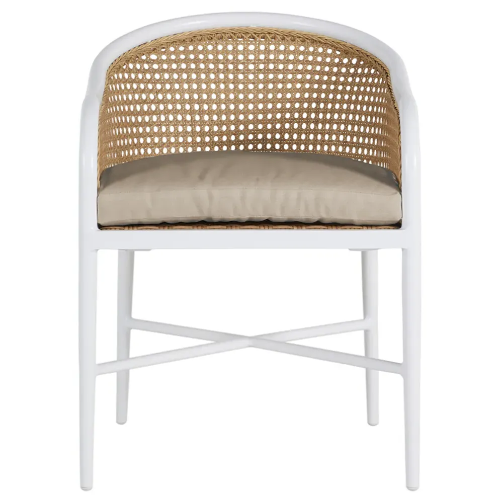 Havana Outdoor Dining Arm Chair - White, Aluminum