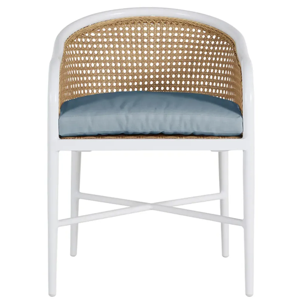 Havana Outdoor Dining Arm Chair - White, Aluminum