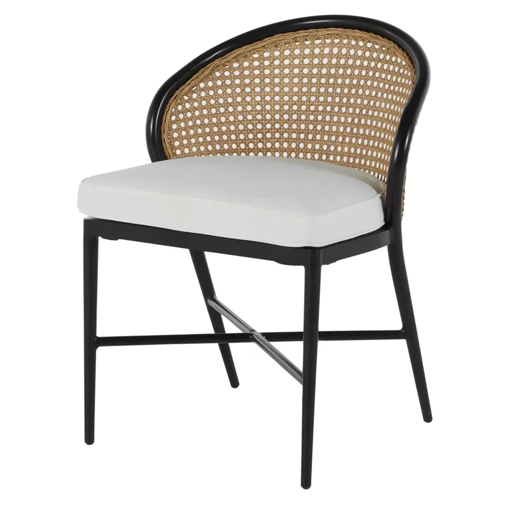 Havana Outdoor Dining Side Chair - Black, Woven Cane