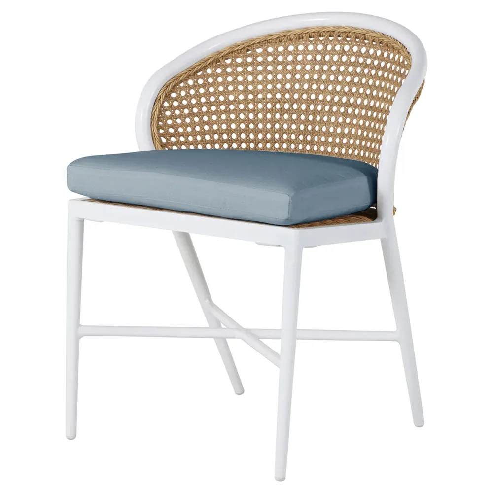 Havana Outdoor Dining Side Chair - White, Aluminum