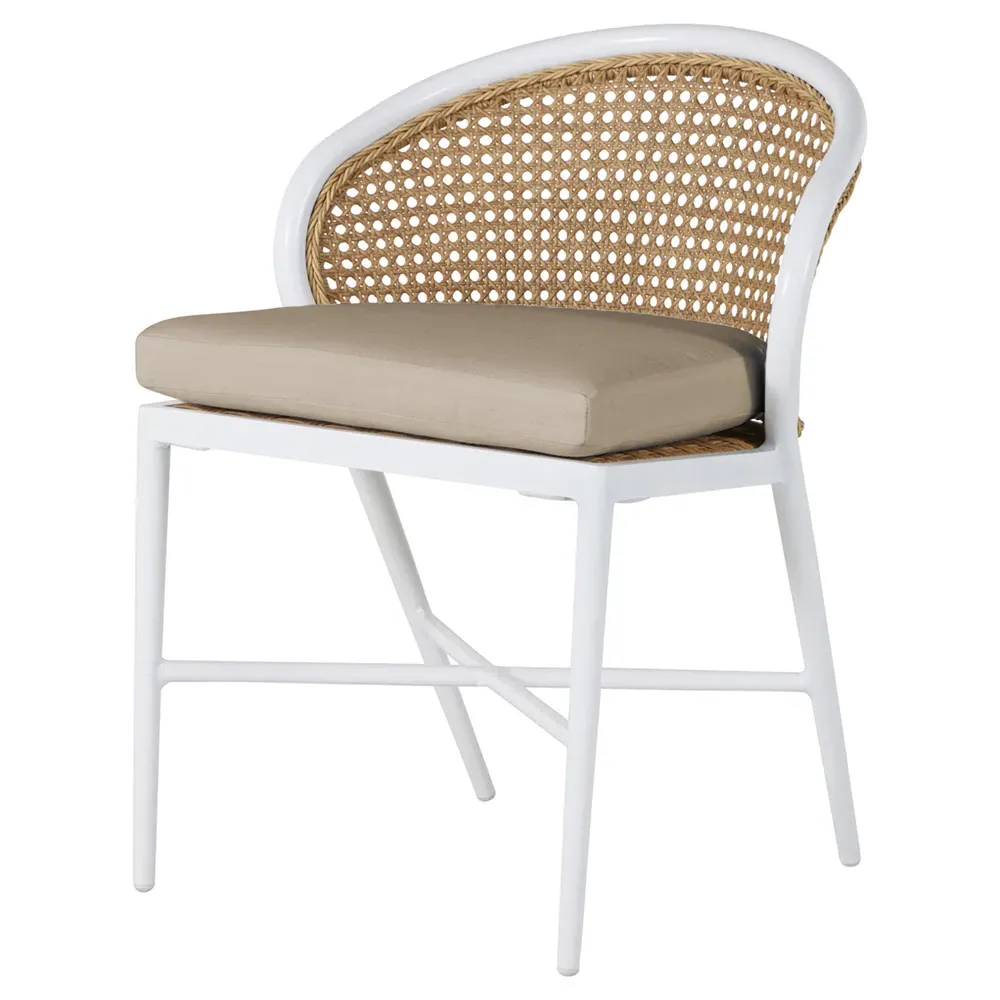 Havana Outdoor Dining Side Chair - White, Aluminum