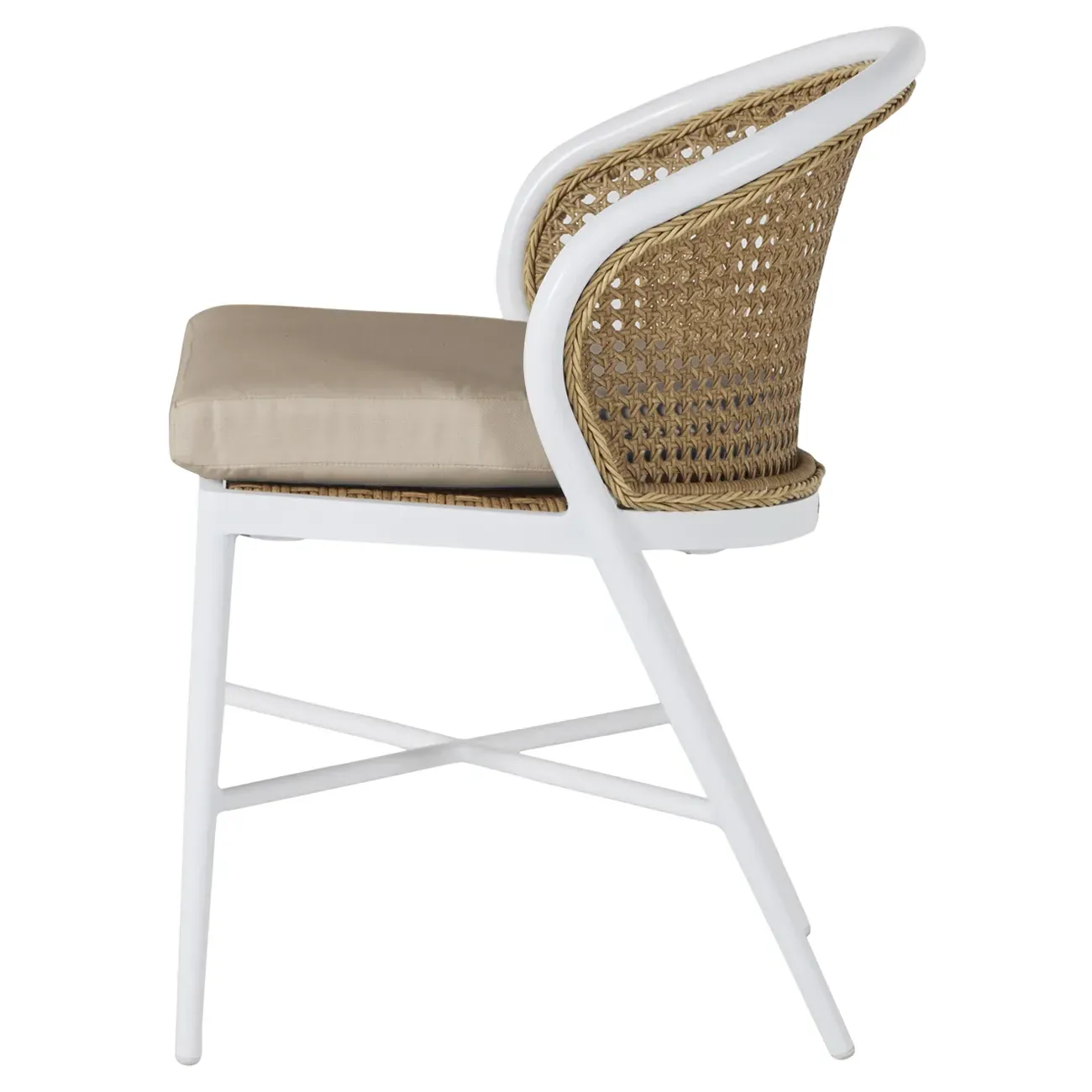 Havana Outdoor Dining Side Chair - White, Aluminum