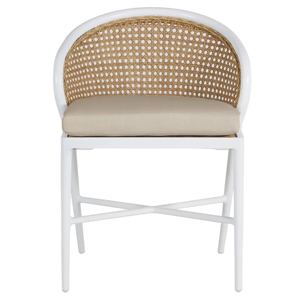 Havana Outdoor Dining Side Chair - White, Aluminum