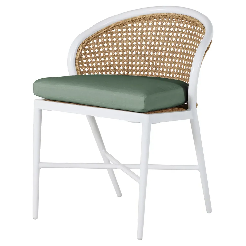 Havana Outdoor Dining Side Chair - White, Aluminum