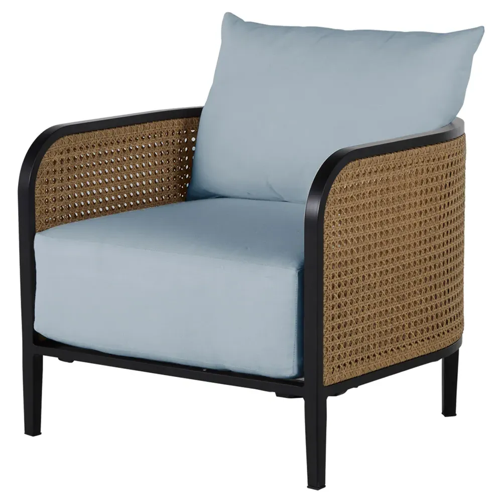 Havana Outdoor Lounge Arm Chair - Blue, Aluminum