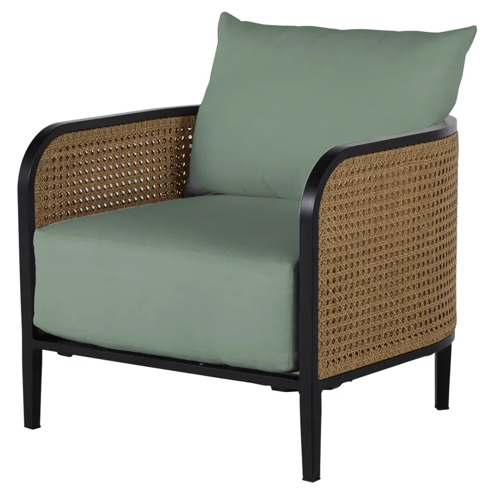 Havana Outdoor Lounge Arm Chair - Green, Aluminum