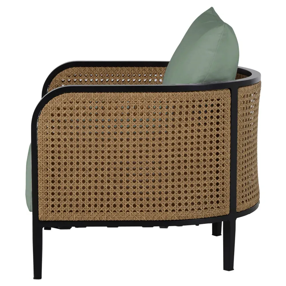Havana Outdoor Lounge Arm Chair - Green, Aluminum