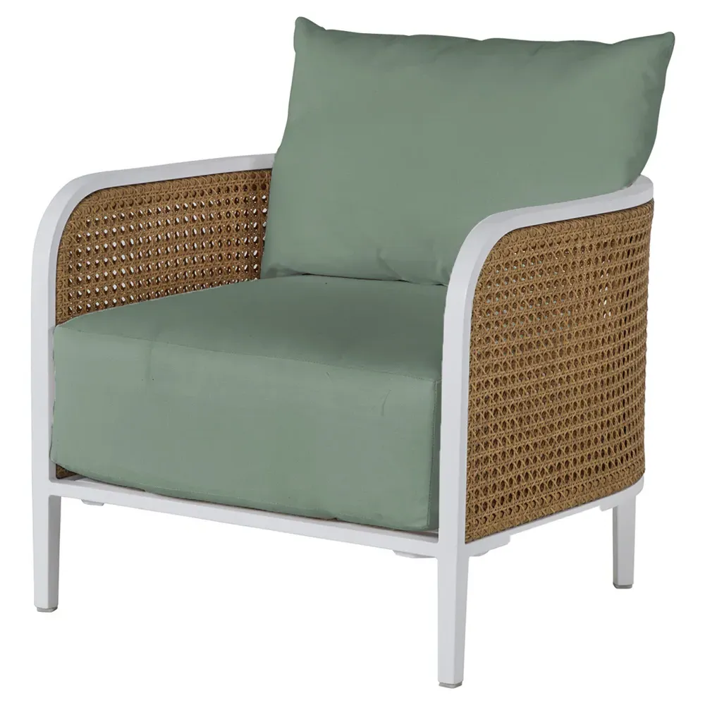 Havana Outdoor Lounge Arm Chair - Green, Aluminum