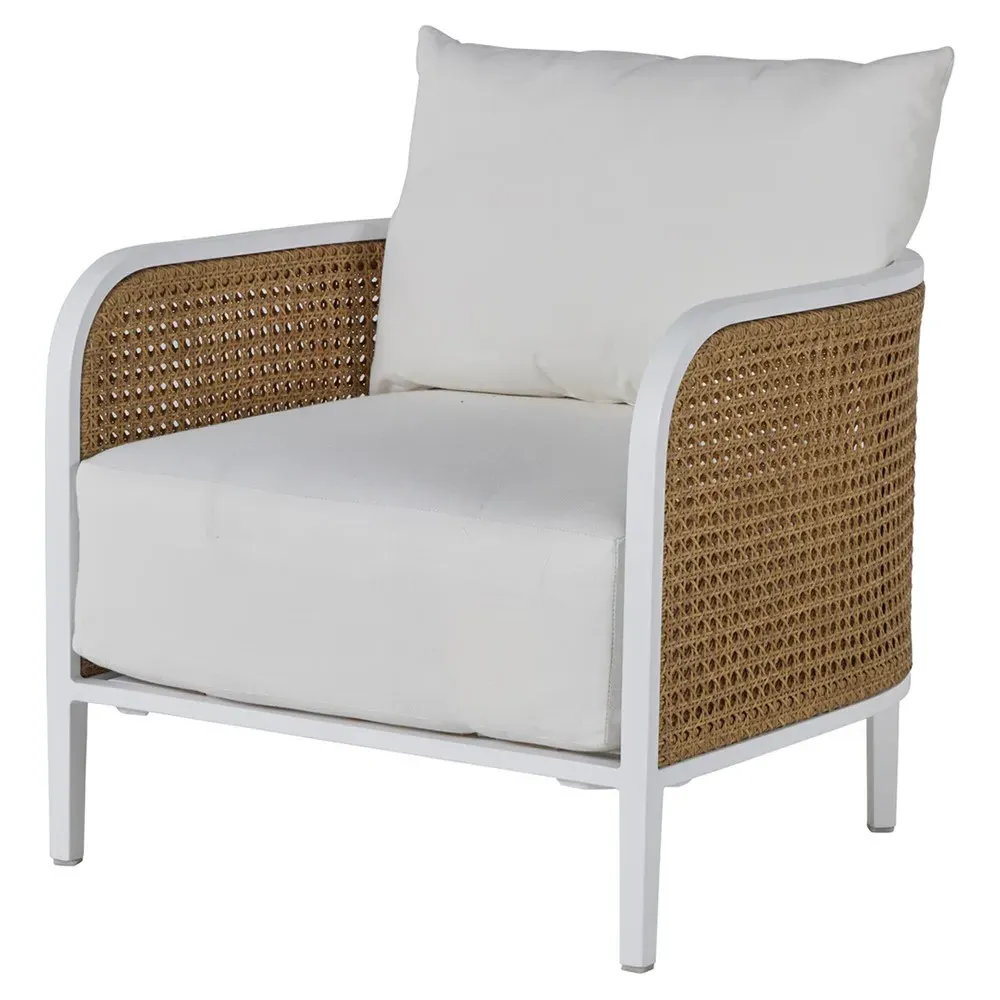 Havana Outdoor Lounge Arm Chair - White, Cane
