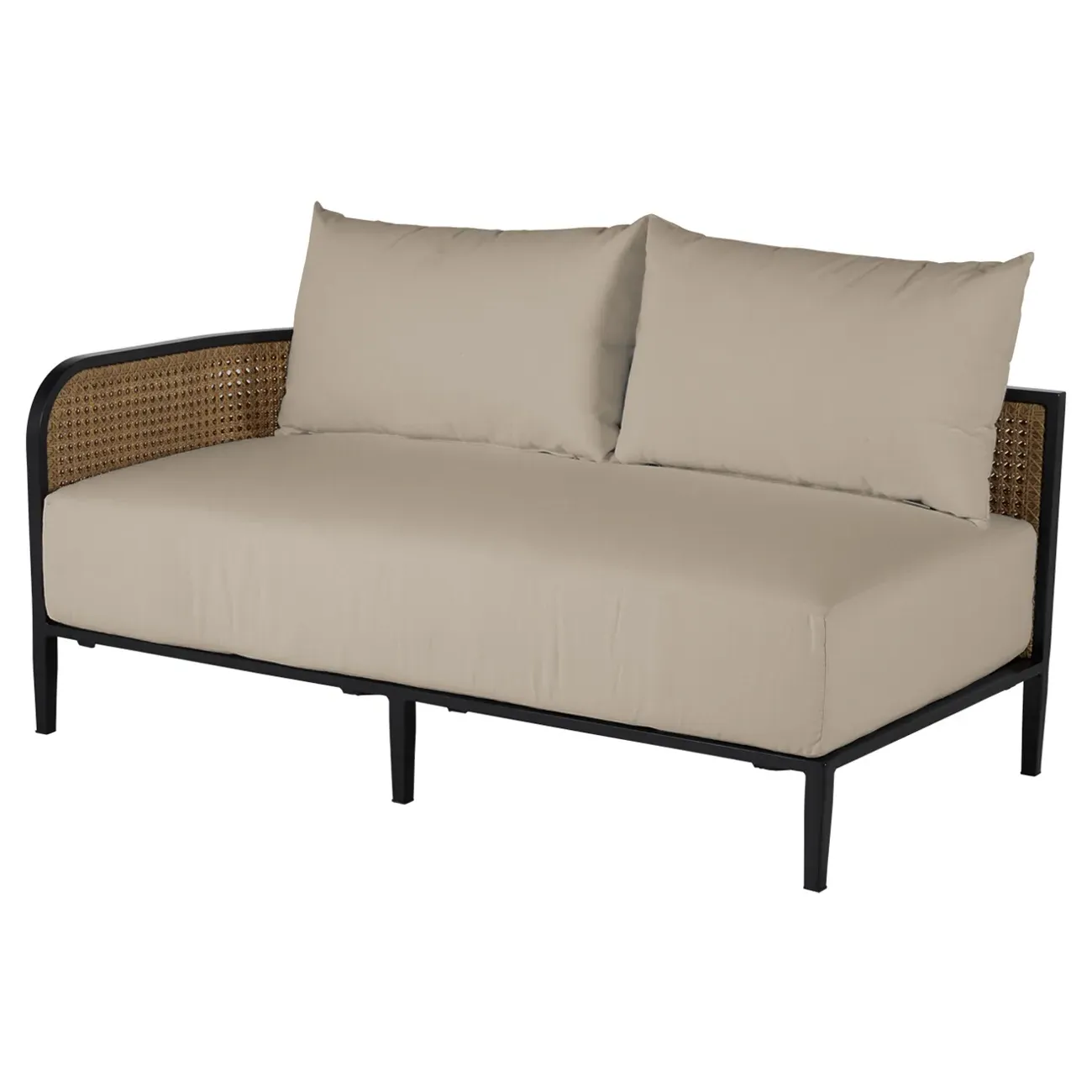 Havana RAF Sectional Sofa with Cushions - Beige, Woven Cane