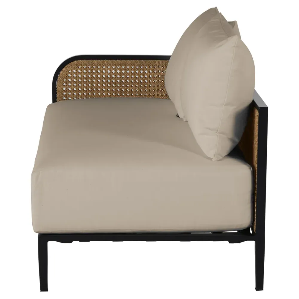 Havana RAF Sectional Sofa with Cushions - Beige, Woven Cane