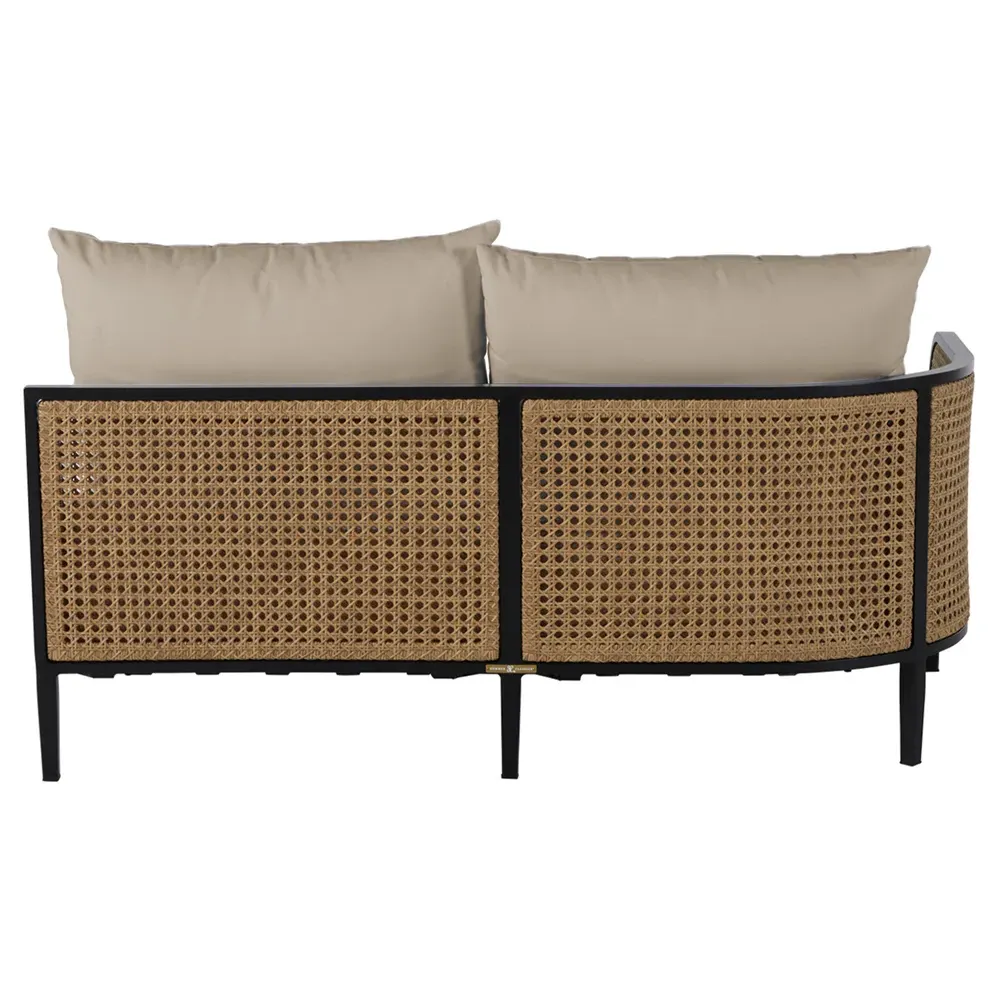 Havana RAF Sectional Sofa with Cushions - Beige, Woven Cane