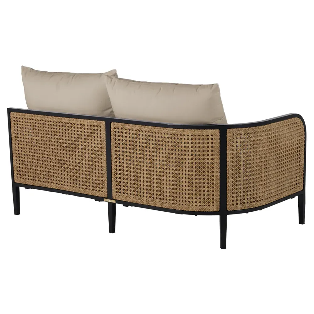 Havana RAF Sectional Sofa with Cushions - Beige, Woven Cane
