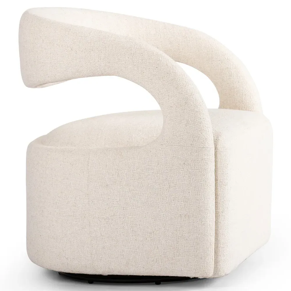 Hawkins Swivel Barrel Chair - Natural, Performance Fabric