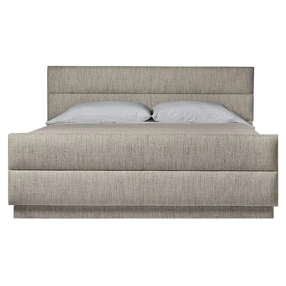 Hawthorne King Size Tufted Bed with Footboard - Grey, Belgian Loom