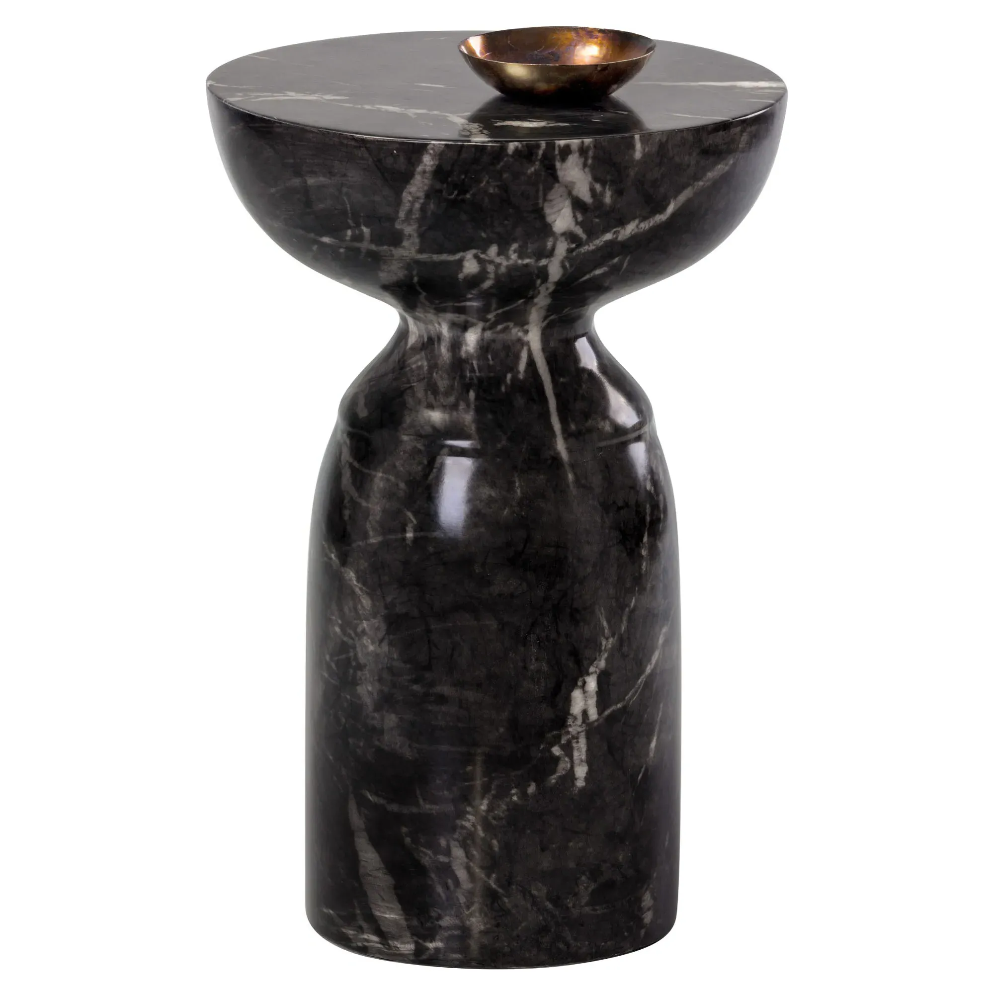 Haycombe Faux Marble Outdoor End Table - Black, Concrete