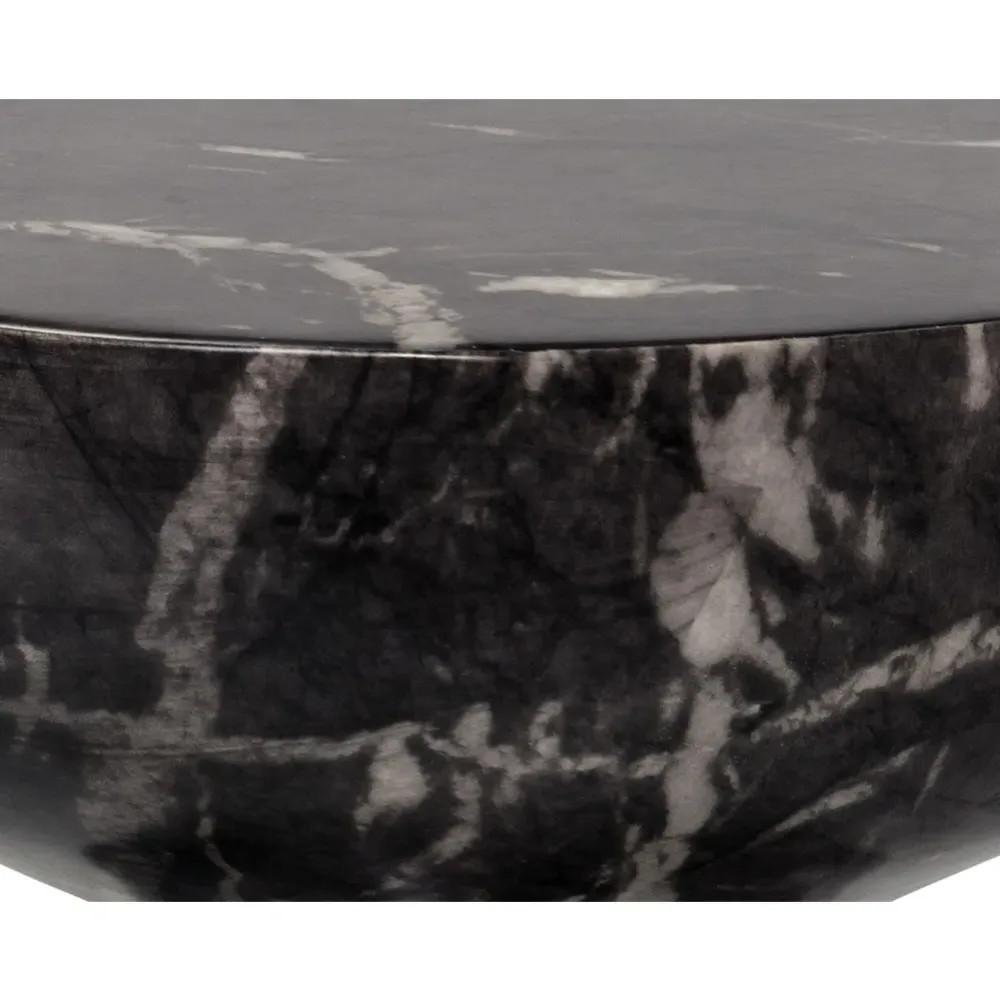 Haycombe Faux Marble Outdoor End Table - Black, Concrete