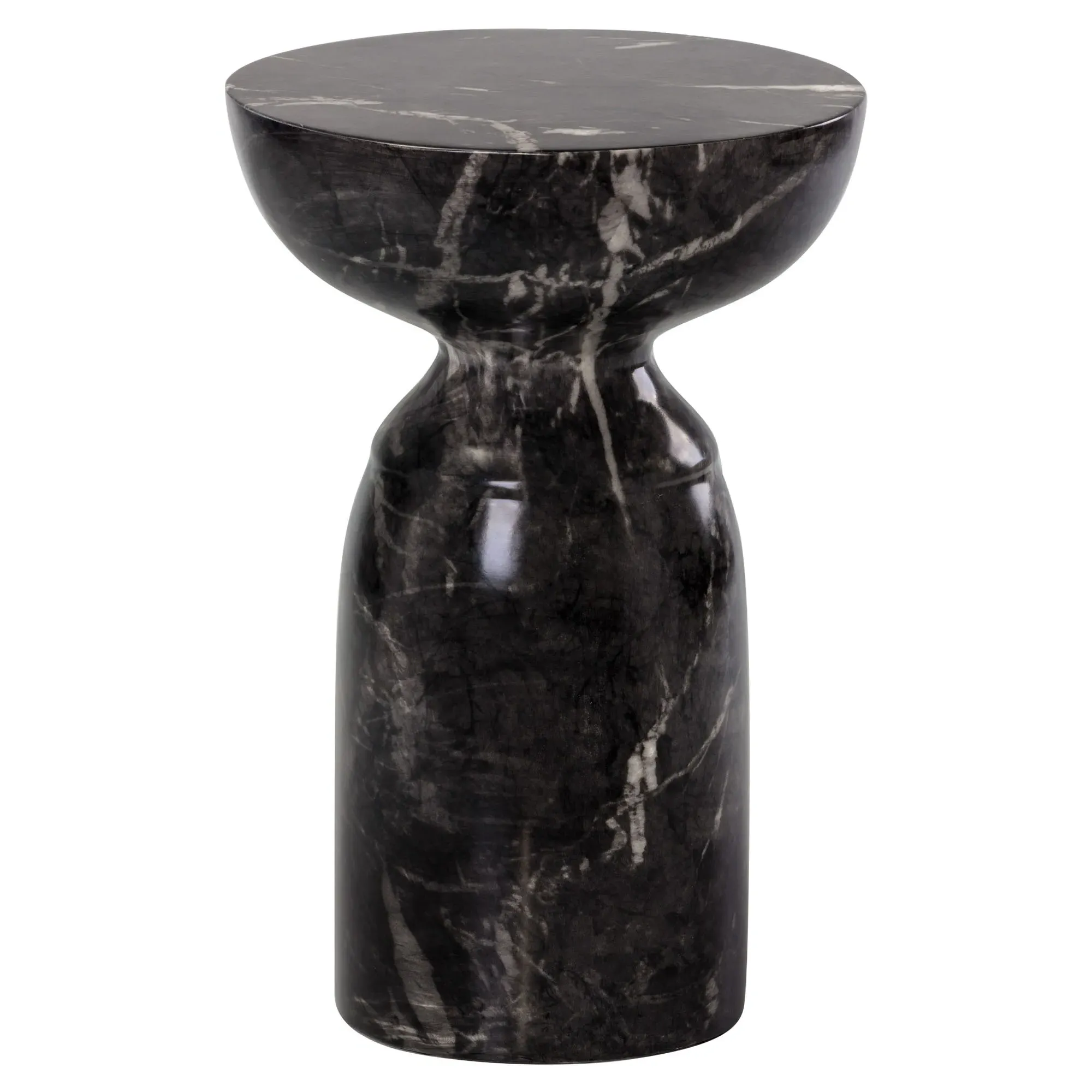 Haycombe Faux Marble Outdoor End Table - Black, Concrete