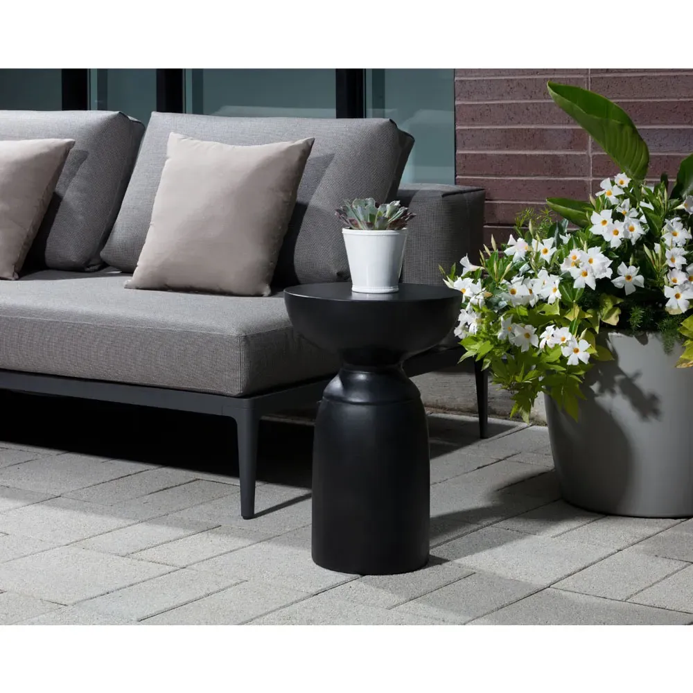 Haycombe Outdoor End Table - Black, Concrete