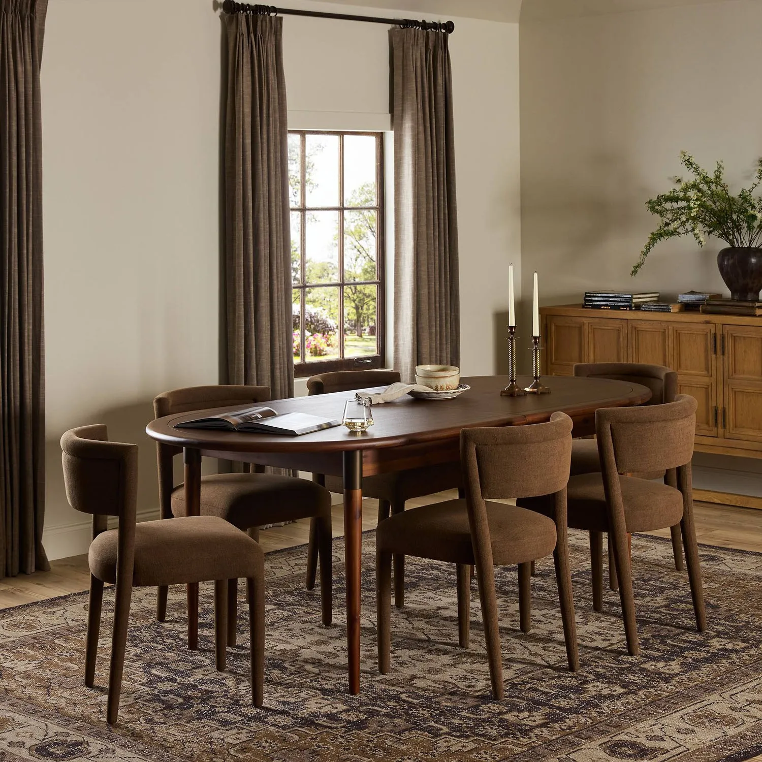 Hayden Oval Extendable Dining Table - Brown, Acacia